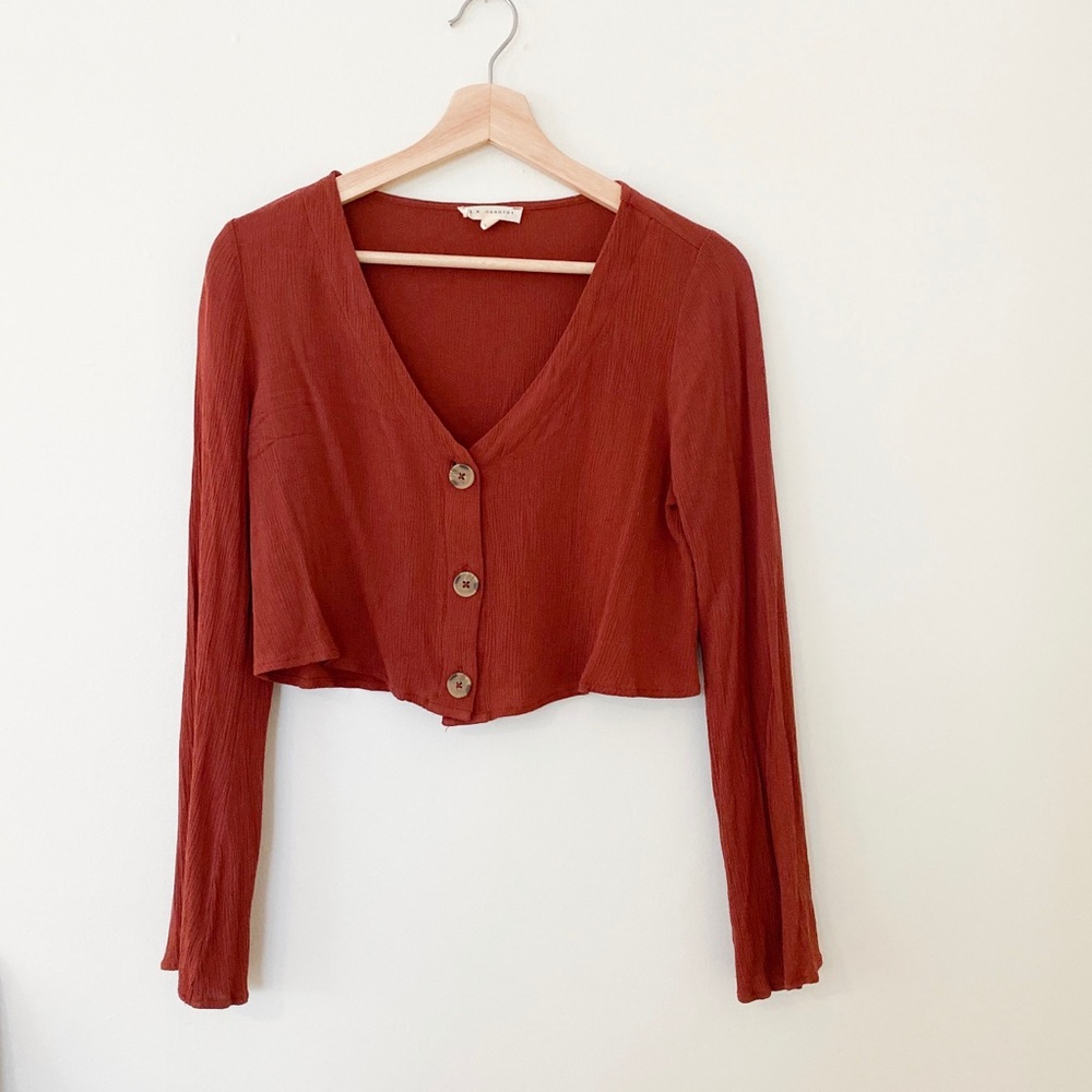 LA Hearts Crop Button Down